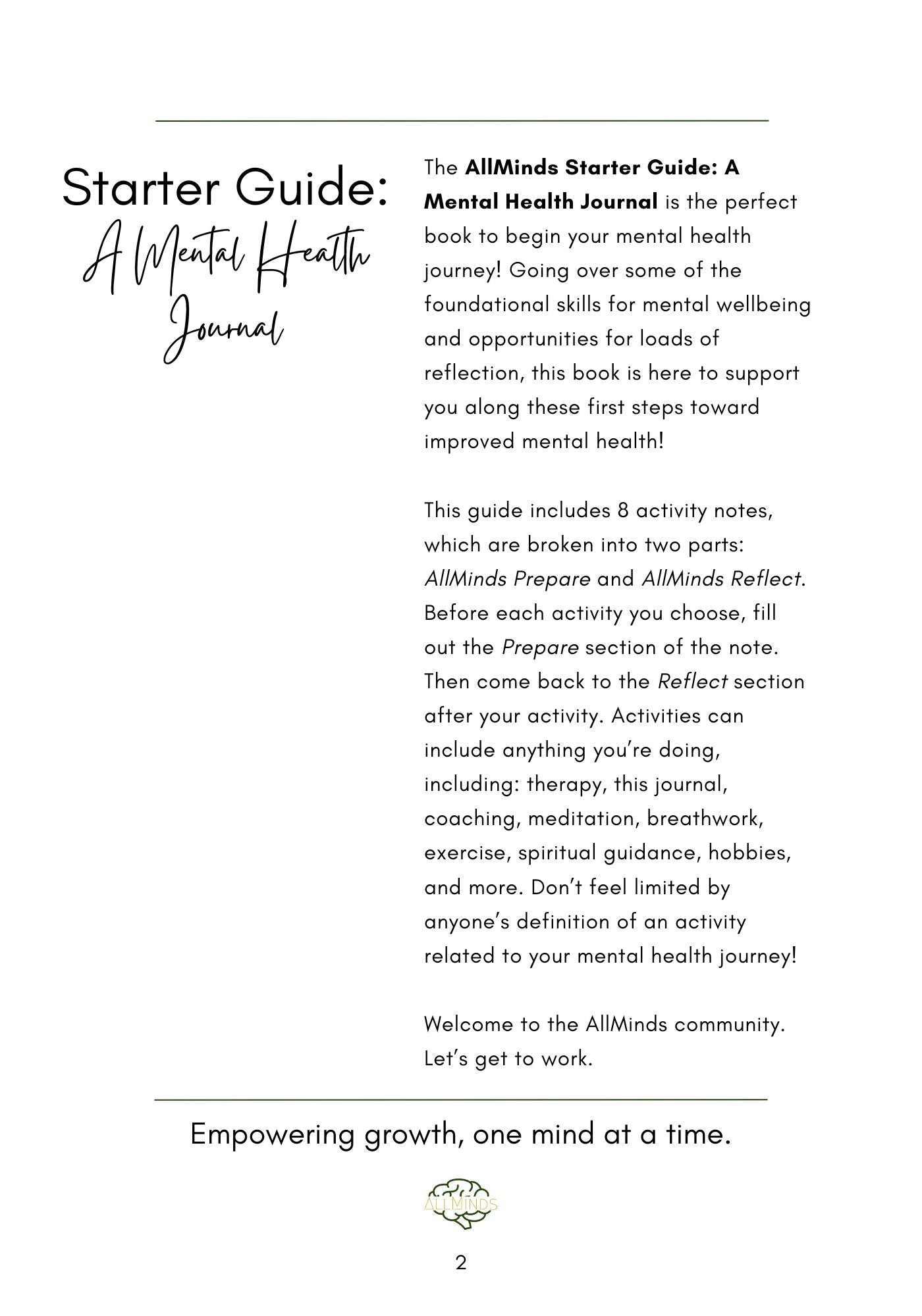 Starter Guide: A Mental Health Journal